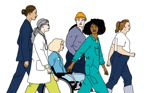 personnes qui marchent dans la même direction